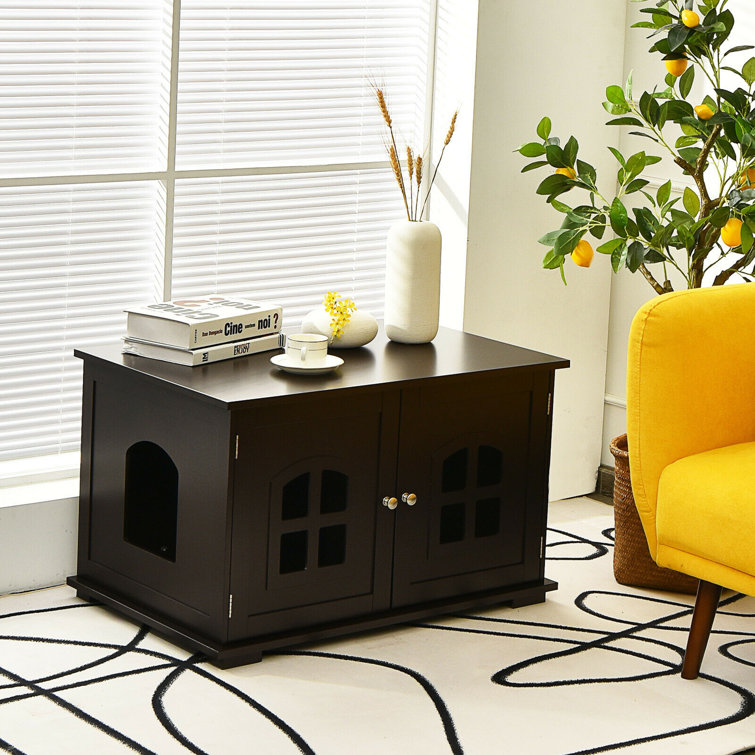 Tucker Murphy Pet™ Large Wooden Cat Litter Box Enclosure Hidden Cat